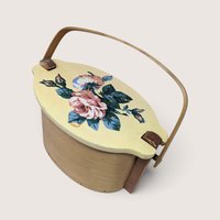 Mid Century Putney Basketville Wooden Floral Lidded Basket