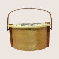 Mid Century Putney Basketville Wooden Floral Lidded Basket