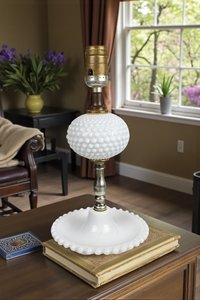 Vintage Milk Glass Hobnail Lamp