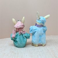 Vintage Silvestri Bedtime Bunny Pair – Spring Fabric-Mache Figures