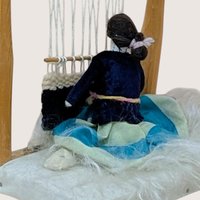 Mid Century Native American Handmade Weaver Figurine with Loom