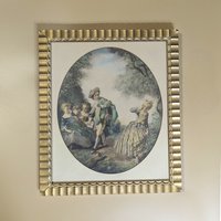 1940s Nicolas Lancret Framed Prints – Vintage Seesaw & Dropping Hankie Set 12x14
