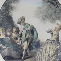 1940s Nicolas Lancret Framed Prints – Vintage Seesaw & Dropping Hankie Set 12x14