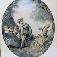 1940s Nicolas Lancret Framed Seesaw & Dropping Hankie Prints