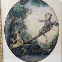 1940s Nicolas Lancret Framed Seesaw & Dropping Hankie Prints