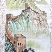Handpainted Great Wall of China Wall Hanging, Chinese Landscape Painting, Scroll, Asian Art, Vintage Decor