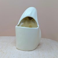 1950s Madonna Planter – Mid-Century Ivory Minimalist Ceramic Figural Vase