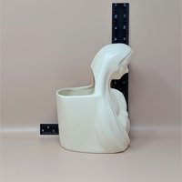 1950s Madonna Planter – Mid-Century Ivory Minimalist Ceramic Figural Vase