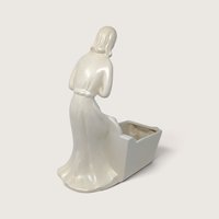 1950s Haeger White Ceramic Woman And Cradle Planter
