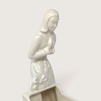1950s Haeger White Ceramic Woman And Cradle Planter