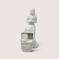 1950s Haeger Ceramic White Woman And Cradle Planter