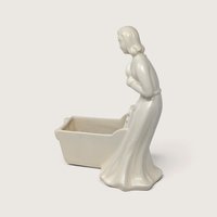 1950s Haeger White Ceramic Woman And Cradle Planter