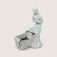 1950s Haeger Ceramic White Woman And Cradle Planter