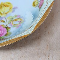 Antique P.K. Silesia Floral Porcelain Bowl – Edwardian Romantic Serene Centerpiece