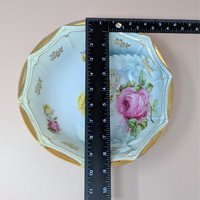 Antique P.K. Silesia Floral Porcelain Bowl – Edwardian Romantic Serene Centerpiece