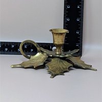 Vintage Solid Brass Maple Leaf Chambersticks