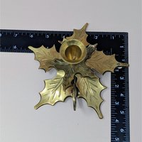 Vintage Solid Brass Maple Leaf Chambersticks