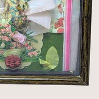 Mid-Century Framed Valentine Collage Shadow Box With Notes