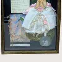 1980s Handmade Mixed Media Perfume Shadow Box Collage