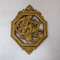 1976 Homco Gold Musical Instrument Plaques – Set of 3 Vintage Wall Art