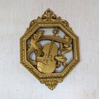 1976 Homco Gold Musical Instrument Plaques – Set of 3 Vintage Wall Art