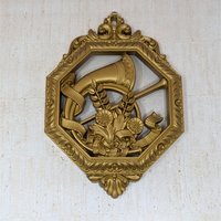 1976 Homco Gold Musical Instrument Plaques – Set of 3 Vintage Wall Art