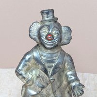 Mid-Century Cast Metal Clown Bank – Vintage Industrial