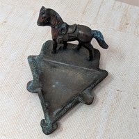 1930 John Wright Horse Ashtray – Vintage Cast Metal Saddled Horse Western Americana