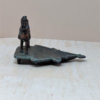 1930 John Wright Horse Ashtray – Vintage Cast Metal Saddled Horse Western Americana