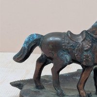 1930 John Wright Horse Ashtray – Vintage Cast Metal Saddled Horse Western Americana