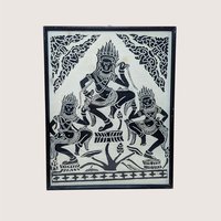Mid-Century Cambodian Rice Paper Rubbing Wall Art