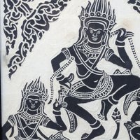 Mid-Century Cambodian Rice Paper Rubbing – Vintage Apsara Dancer Gallery Art