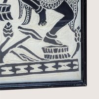 Mid-Century Cambodian Rice Paper Rubbing Wall Art