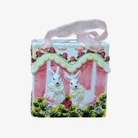 1980s Ceramic Bunny Bag Vase