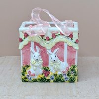1980s Ceramic Bunny Bag – Vintage Sculptural Spring Vase