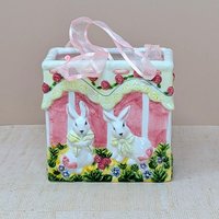 1980s Ceramic Bunny Bag Vase