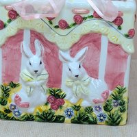 1980s Ceramic Bunny Bag – Vintage Sculptural Spring Vase