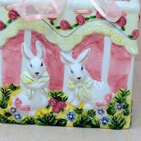 1980s Ceramic Bunny Bag Vase