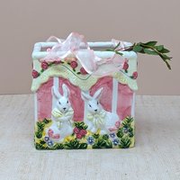 1980s Ceramic Bunny Bag – Vintage Sculptural Spring Vase