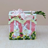 1980s Ceramic Bunny Bag Vase