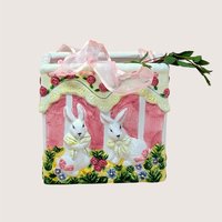1980s Ceramic Bunny Bag Vase