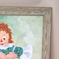 1973 Harriet Ellis Raggedy Ann Painting – Vintage Folk Art Canvas Board