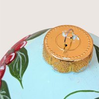 Vintage Hand-Painted Baltimore Oriole Glass Ornament 
