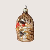 Vintage Blown Glass Baby in Beehive Ornament 