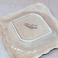 Mid-20th Century Pink Floraline Square Ashtray – Hollywood Regency Gold Trim