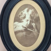 Vintage M.B. Parkinson "Cupid Asleep" Print – Framed Victorian Sepia Gallery Art