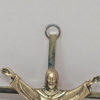 Vintage Modernist Metal Crucifix – 10-inch Risen Christ Wall Hanging