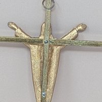 Vintage Modernist Metal Crucifix – 10-inch Risen Christ Wall Hanging