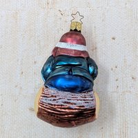 Merck Family Gnome on Log Ornament – Inge-Glas Star Cap German Glass