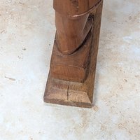 1970s Hand Carved Solid Wood Woman with Basket Statue